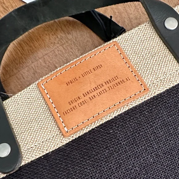 NWT Apolis + Little Bipsy Black Canvas Market Bag - Picture 2 of 11